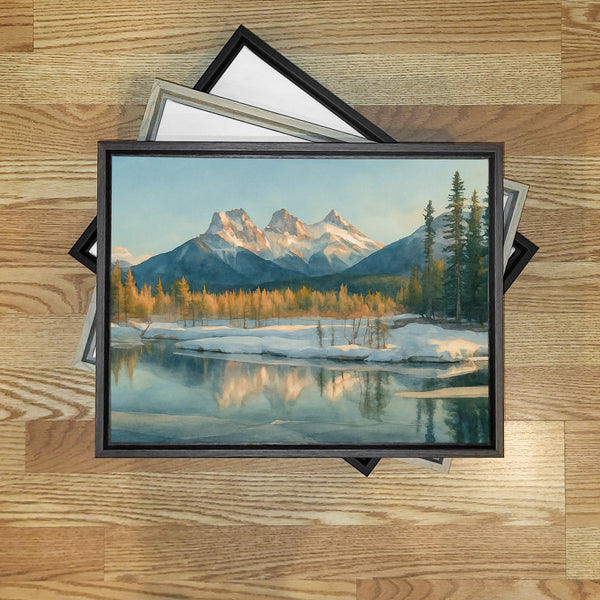 The Three Sisters Winter Scene, Canmore, Alberta, Canada