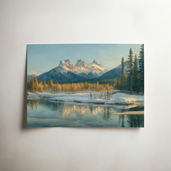 The Three Sisters Winter Scene, Canmore, Alberta, Canada